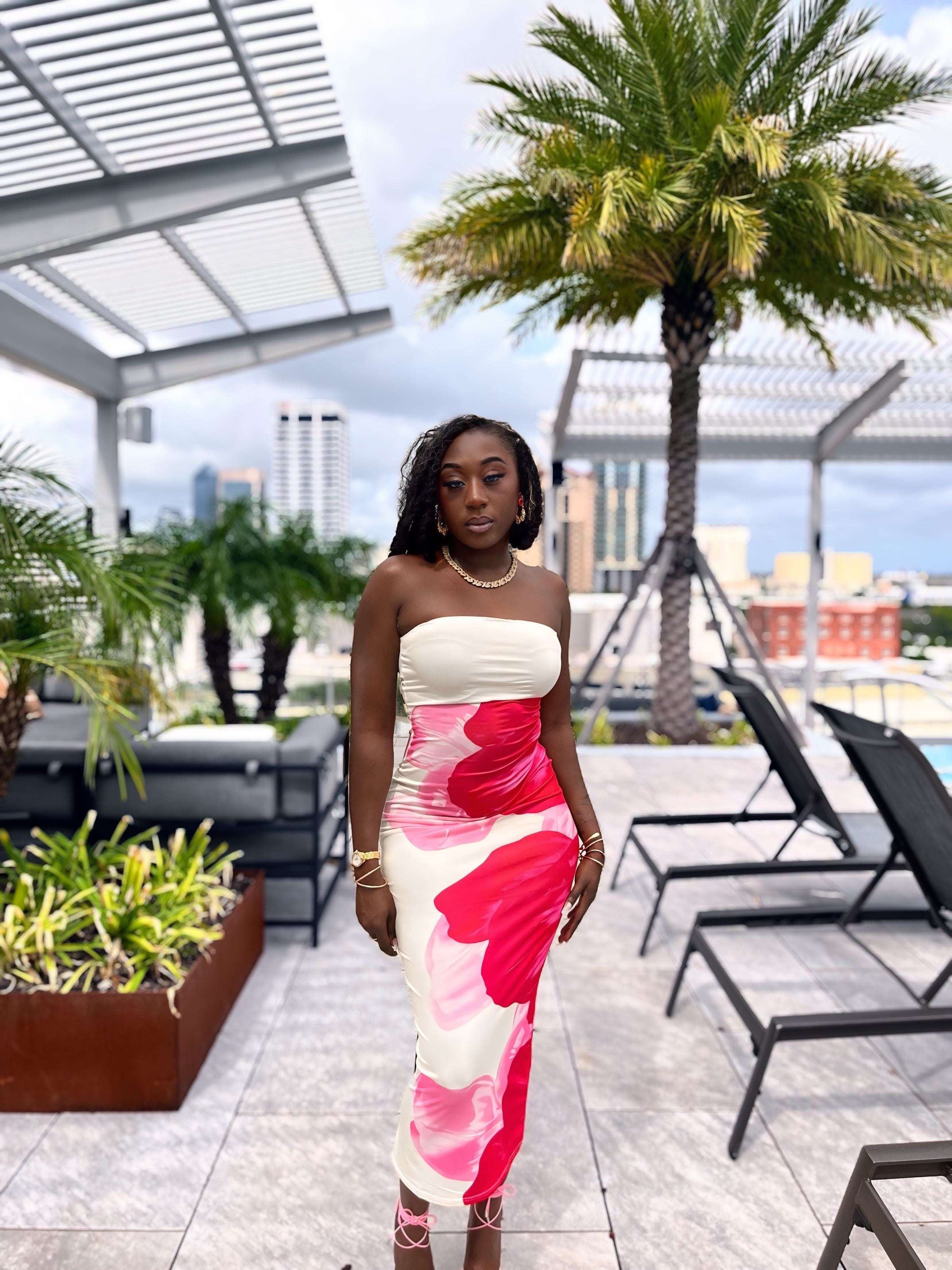 Rose Water Floral Dress - Pink/combo