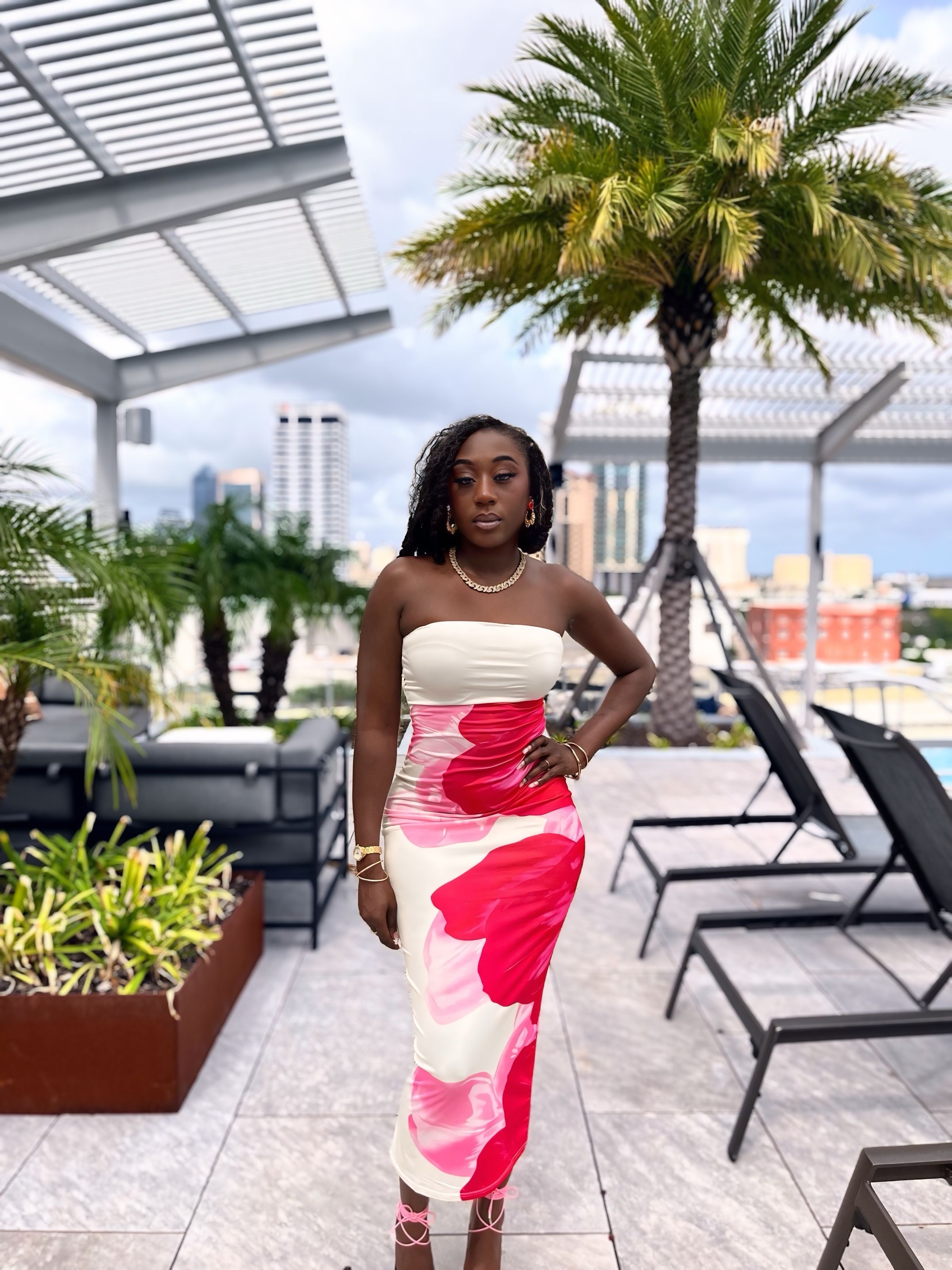 Rose Water Floral Dress - Pink/combo