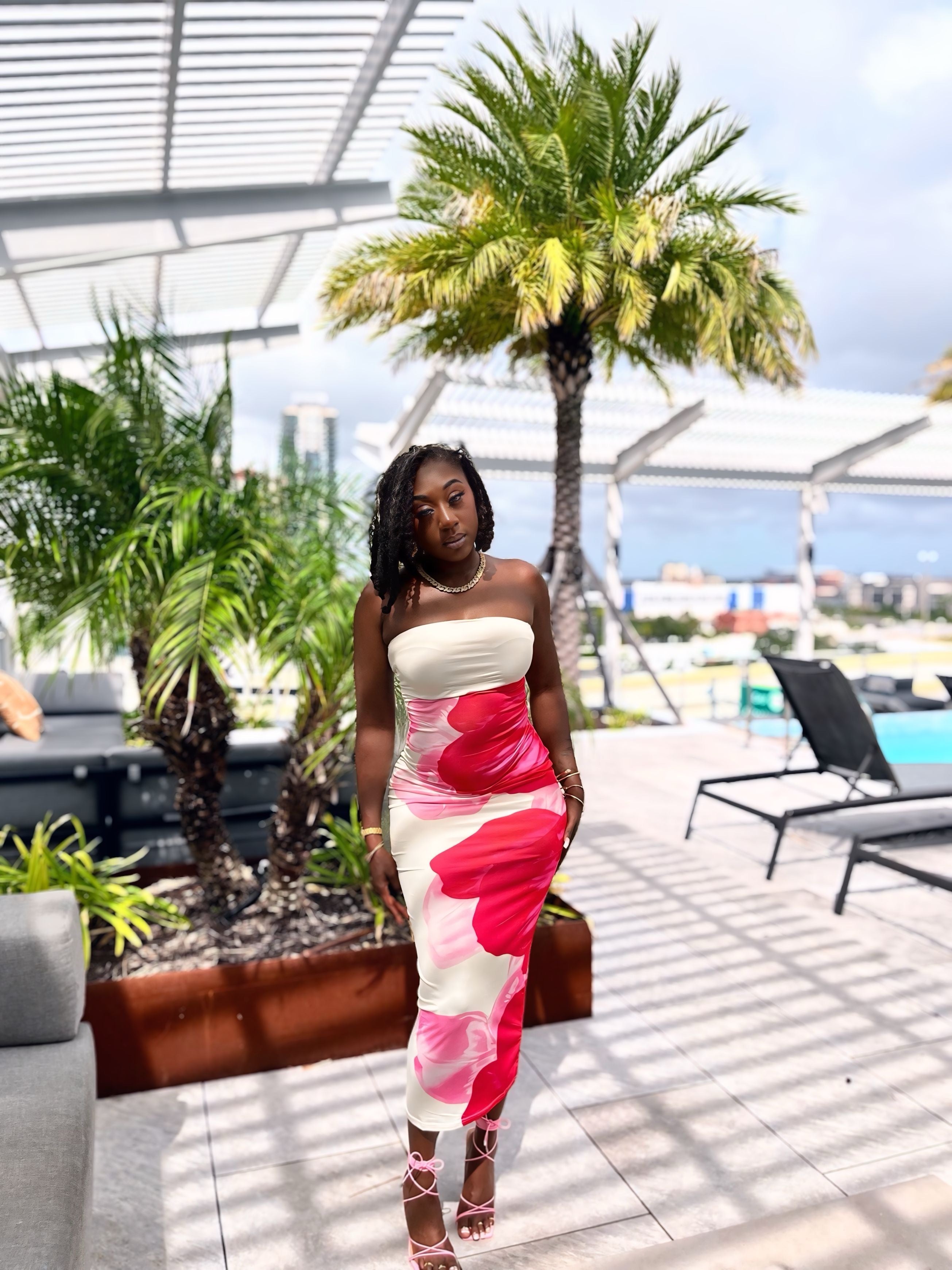 Rose Water Floral Dress - Pink/combo
