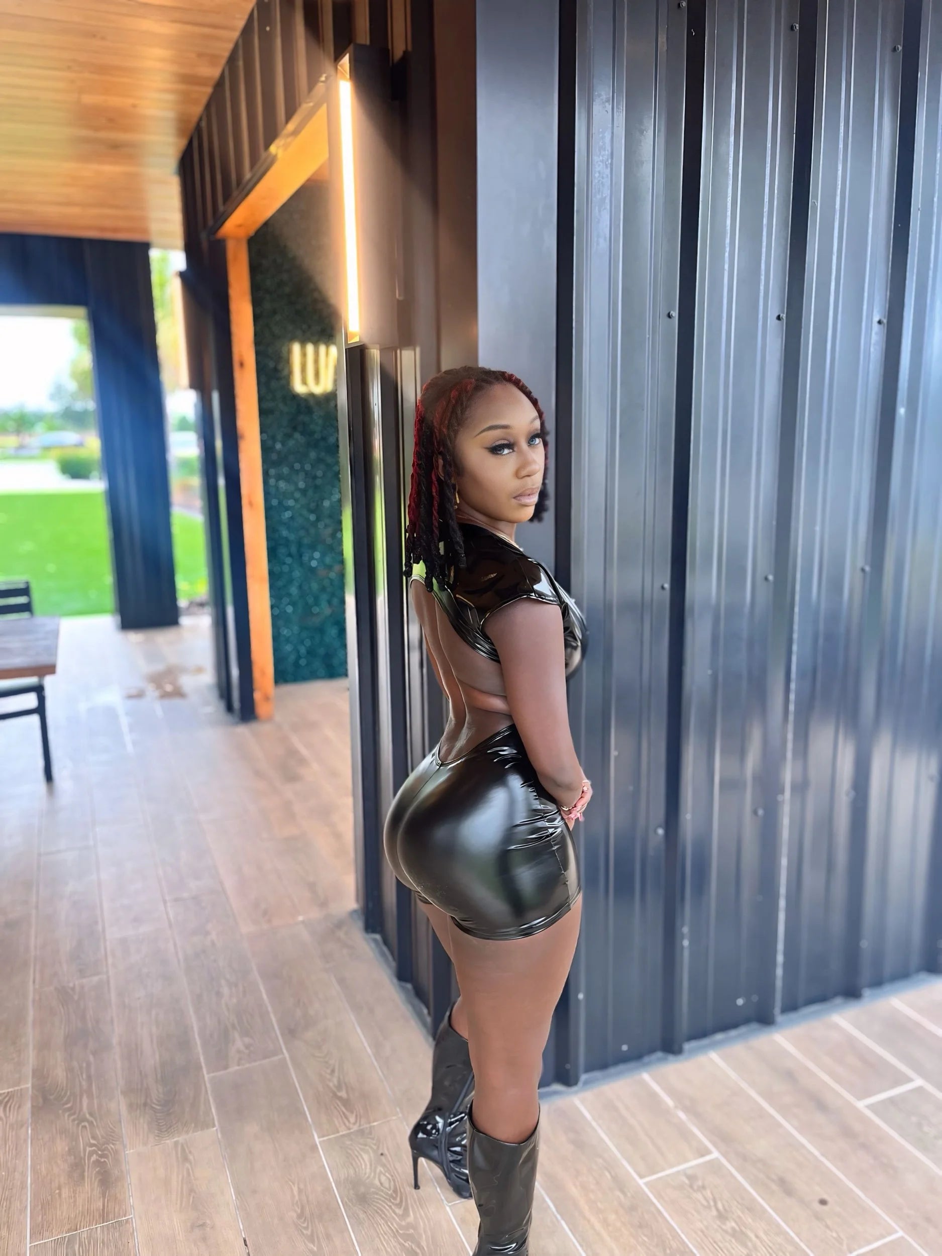 Body On Me Leather Romper  - Black