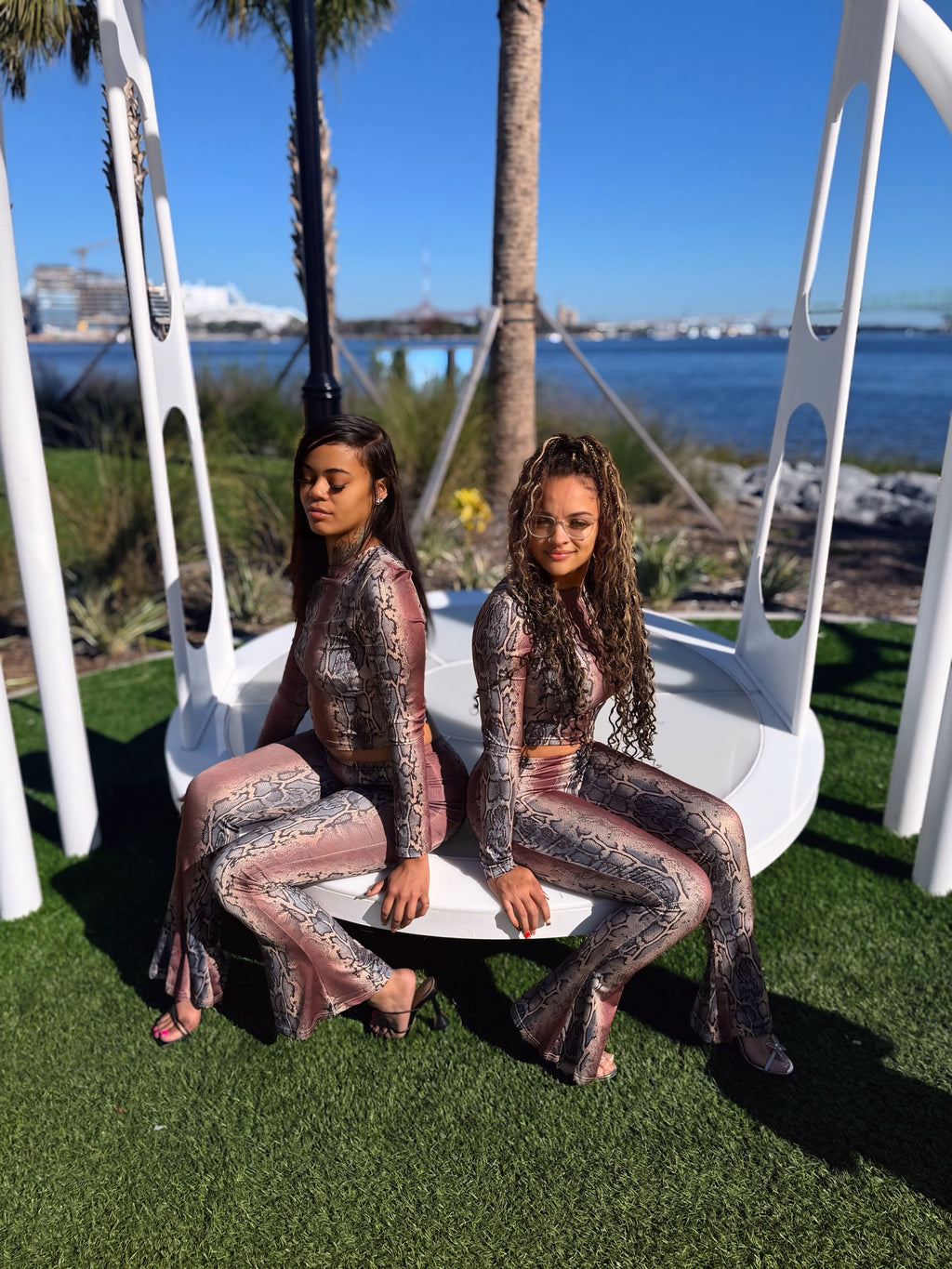 I Don't Bite Snake Print Pant Set - Multi/brown combo