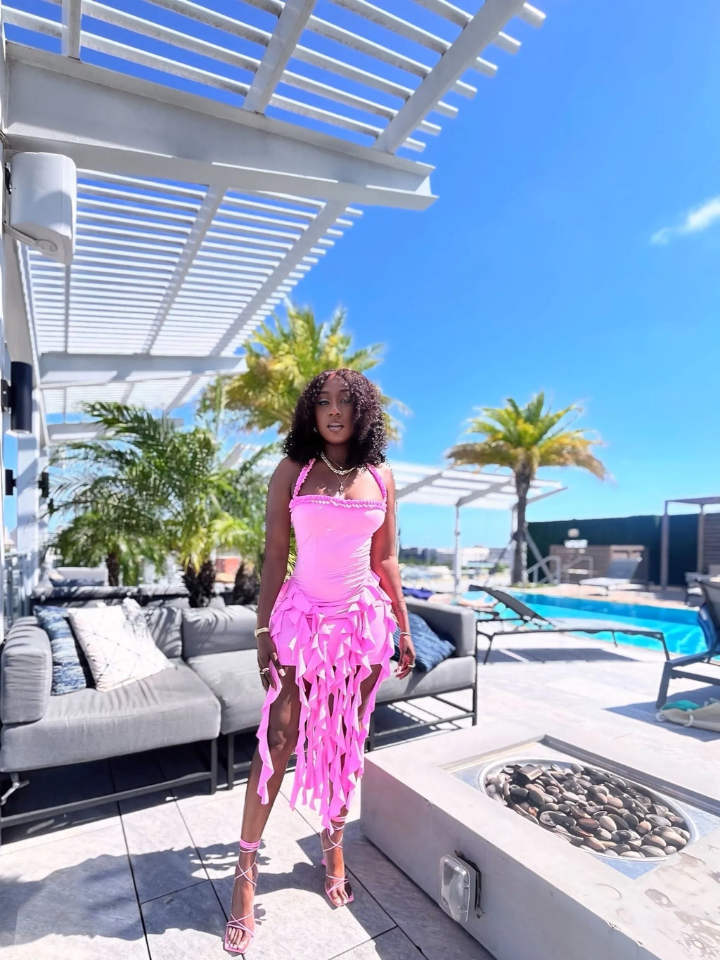 Soft Girl Era Bubble Spring Dress - Pink