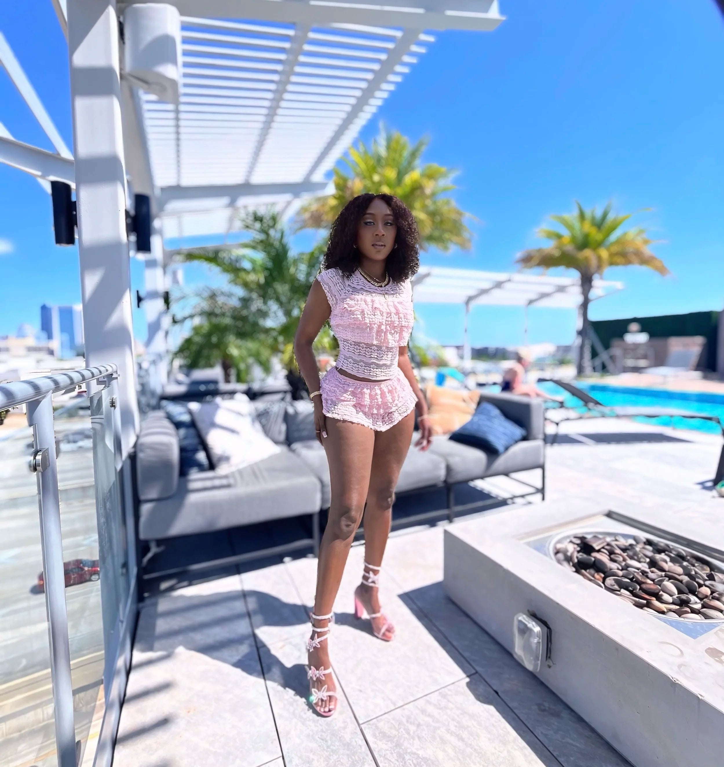 Lotus Flower Bomb Short Set - Pink